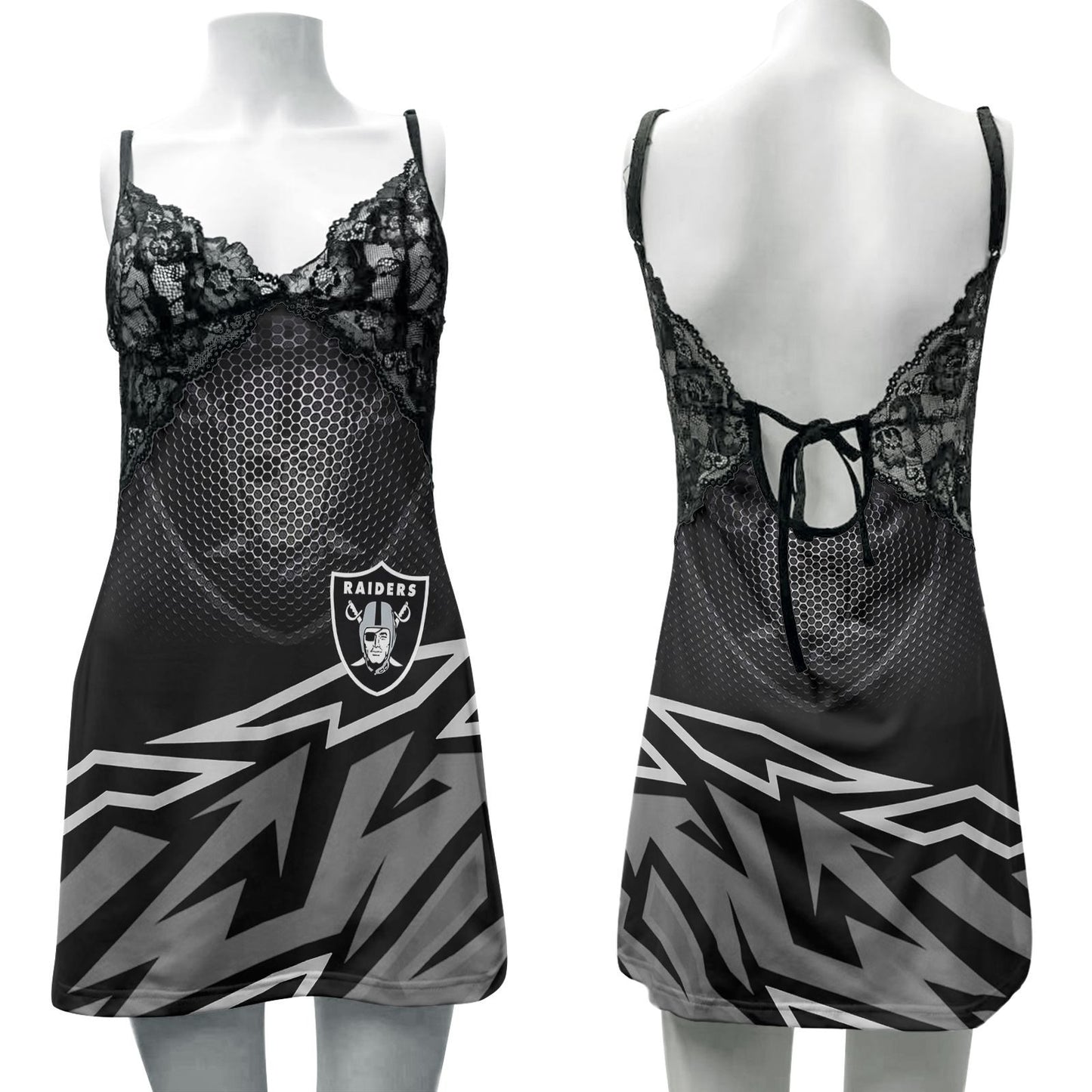 Las Vegas Raiders Lace Back Strap Slip Dress 398