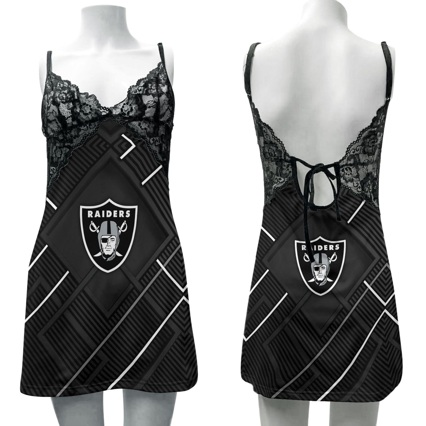Las Vegas Raiders Lace Back Strap Slip Dress 416