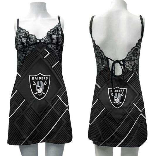 Las Vegas Raiders Lace Back Strap Slip Dress 416