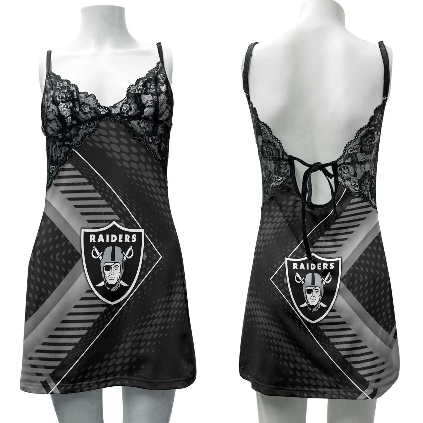 Las Vegas Raiders Lace Back Strap Slip Dress 432