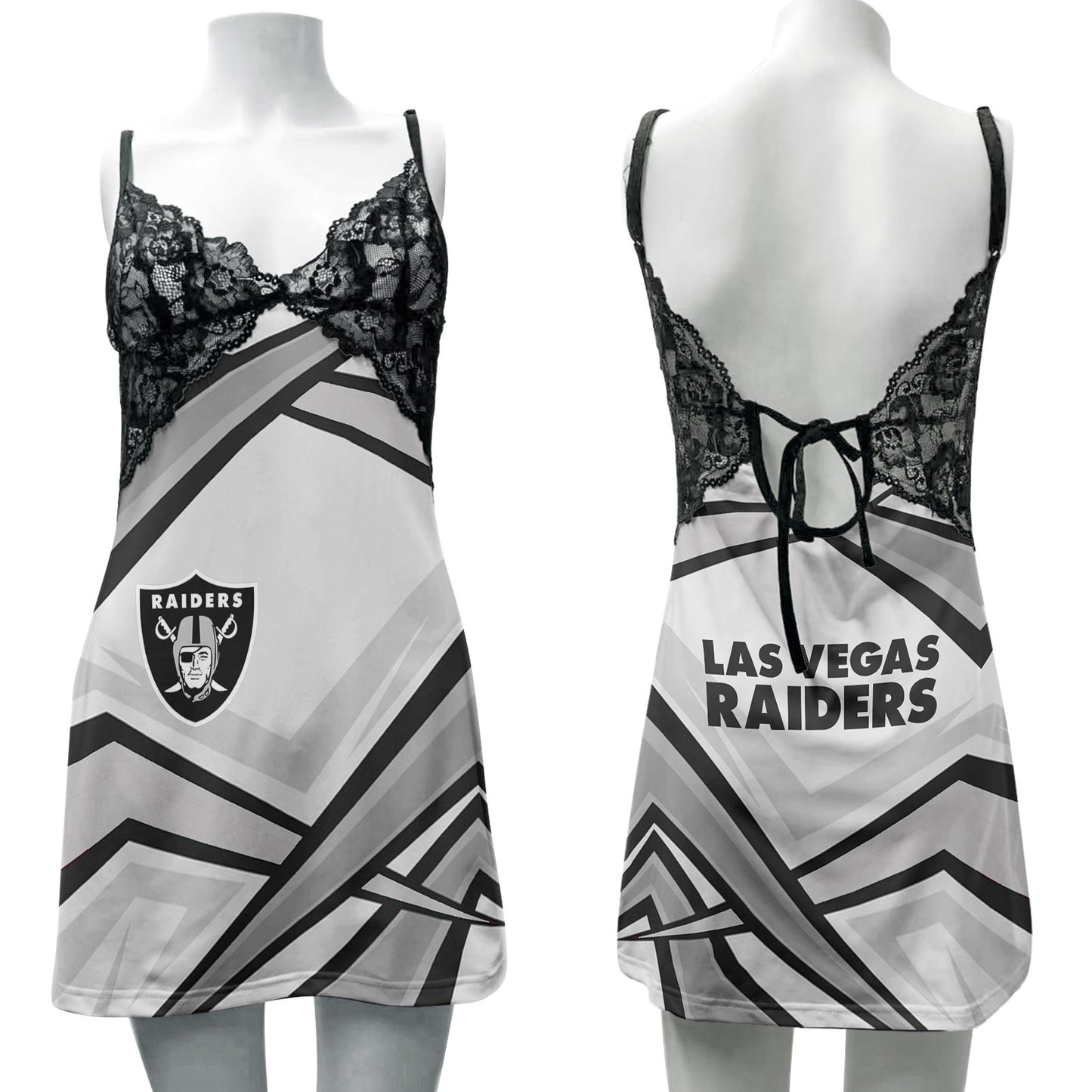 Las Vegas Raiders Lace Back Strap Slip Dress 487