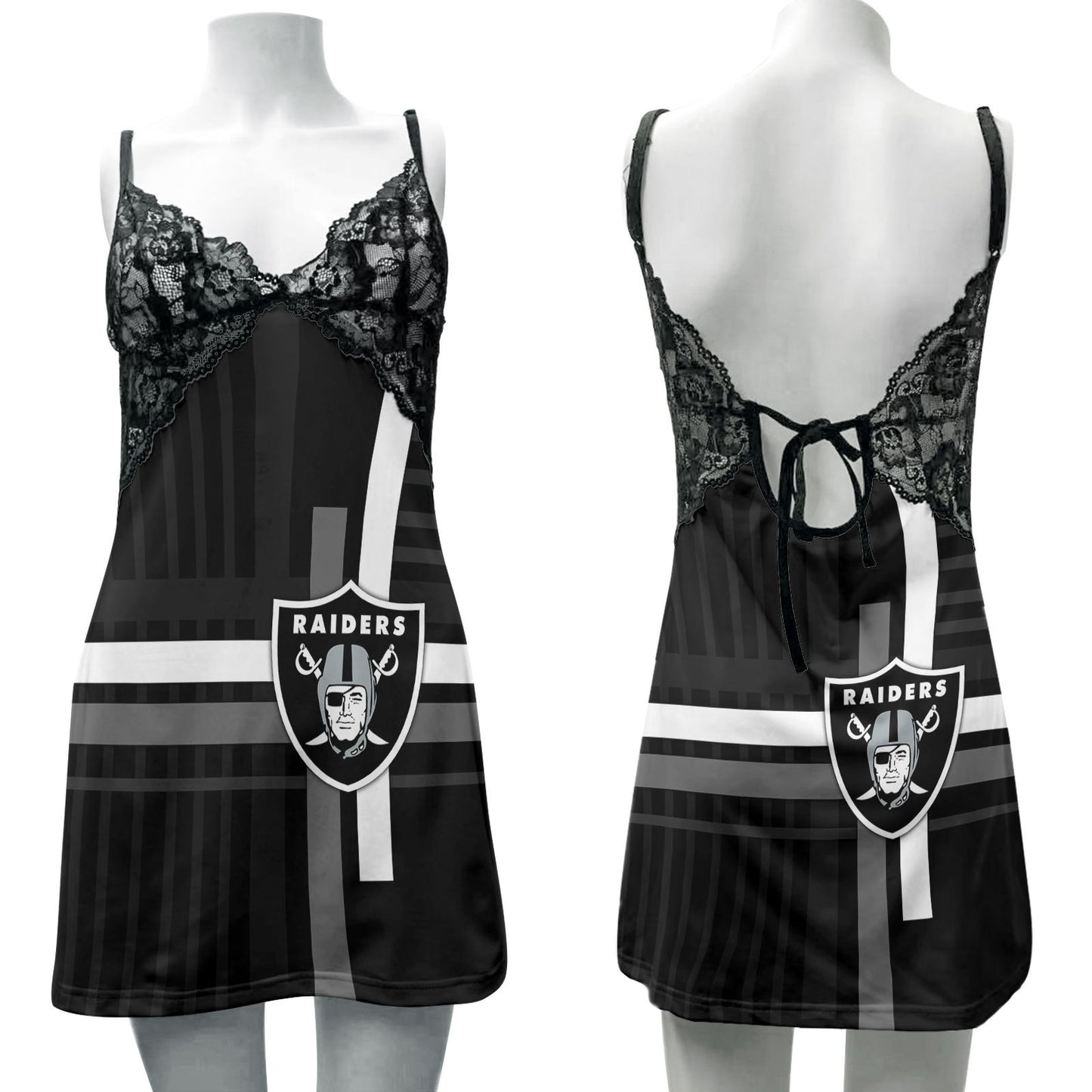 Las Vegas Raiders Lace Back Strap Slip Dress 98