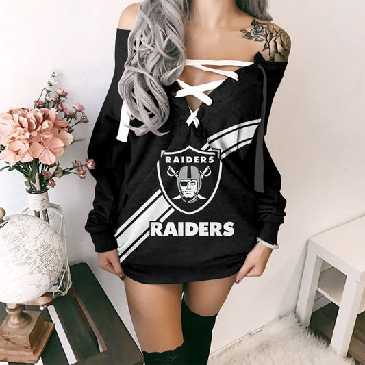 Las Vegas Raiders Lace-Up Sweatshirt 11
