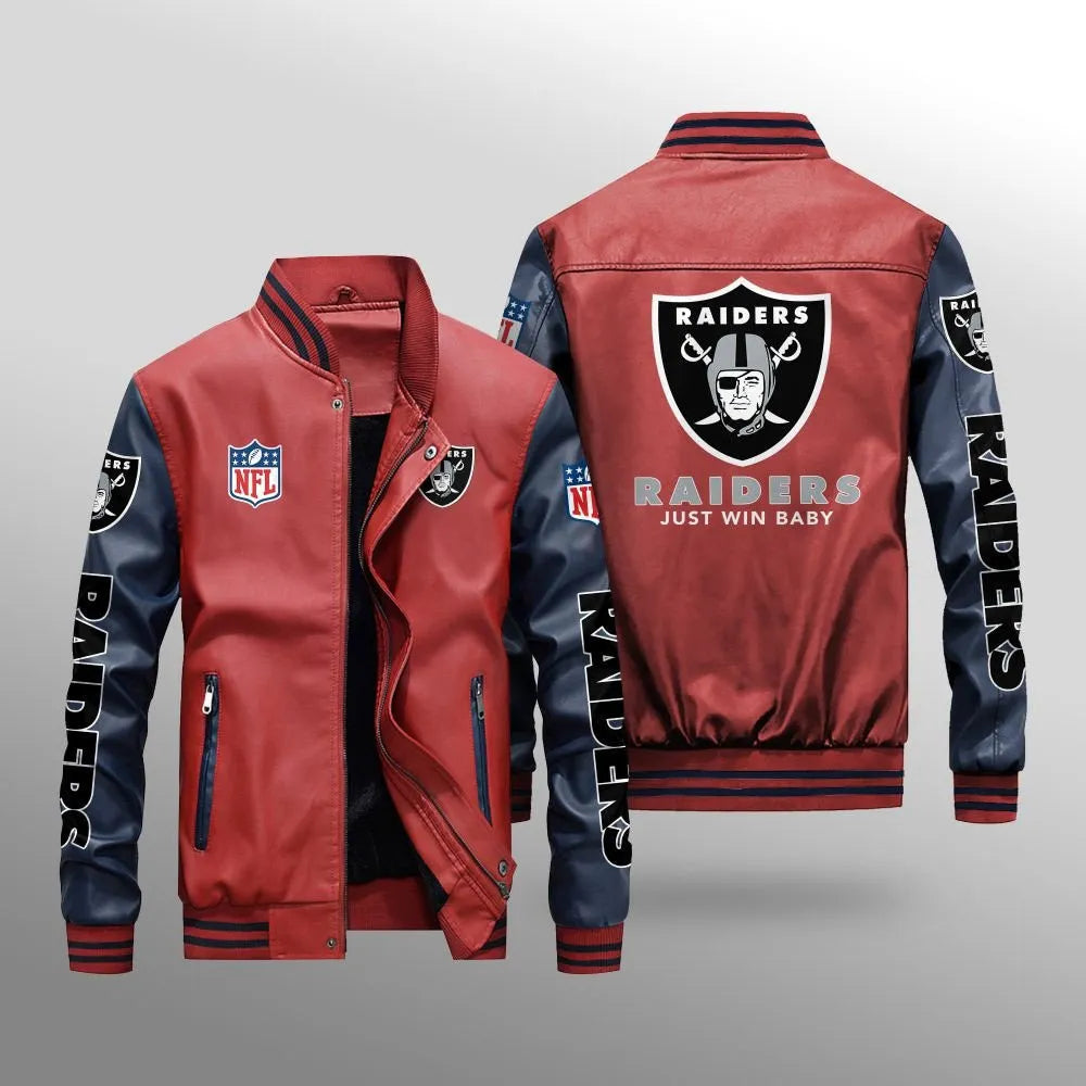 Las Vegas Raiders Leather Bomber Jacket BG02