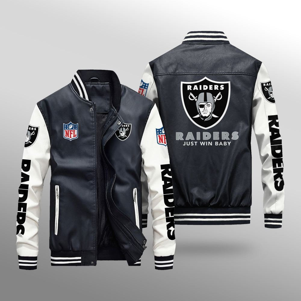 Las Vegas Raiders Leather Bomber Jacket BG02