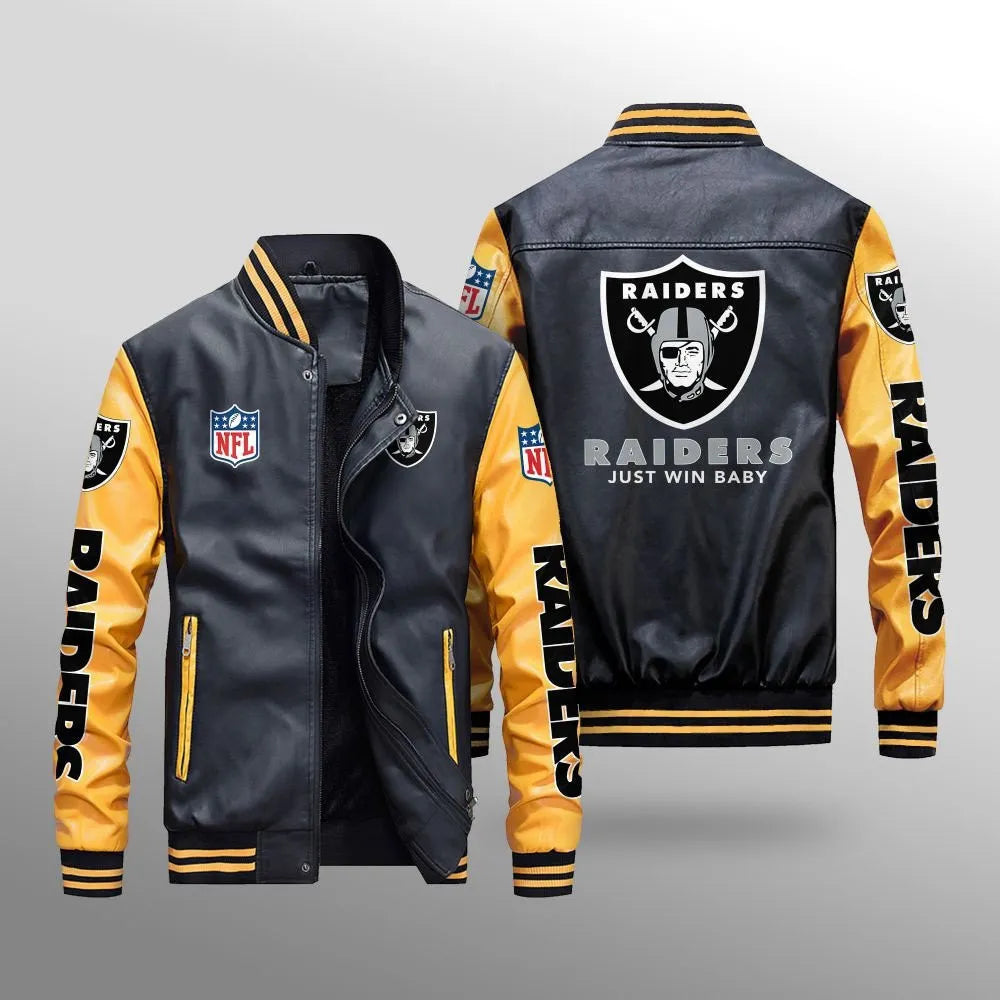 Las Vegas Raiders Leather Bomber Jacket BG02