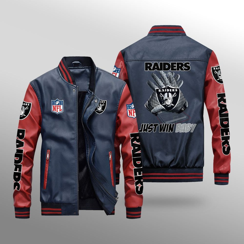 Las Vegas Raiders Leather Bomber Jacket BG62