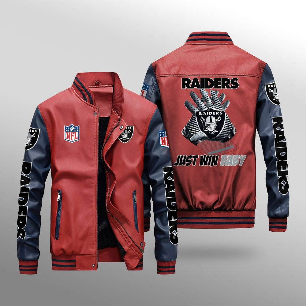 Las Vegas Raiders Leather Bomber Jacket BG62