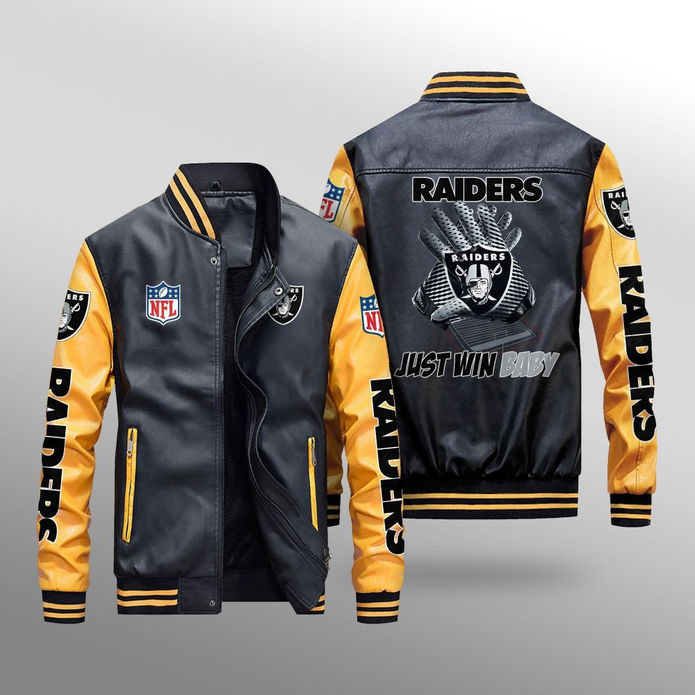 Las Vegas Raiders Leather Bomber Jacket BG62
