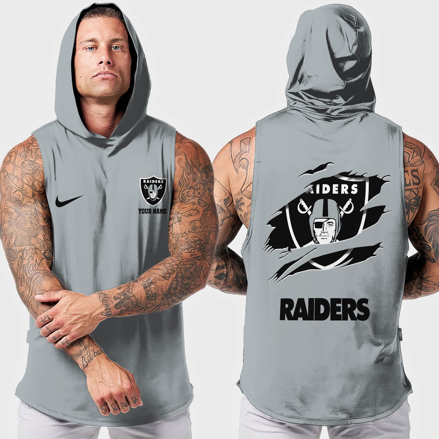 Las Vegas Raiders Men Workout Hooded Tank Top AZMGSH017