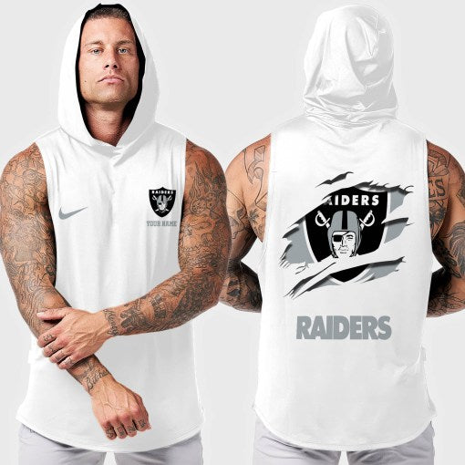 Las Vegas Raiders Men Workout Hooded Tank Top AZMGSH017