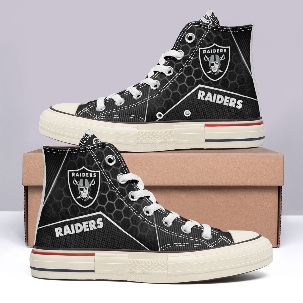 Las Vegas Raiders New High Top Canvas Shoes 09