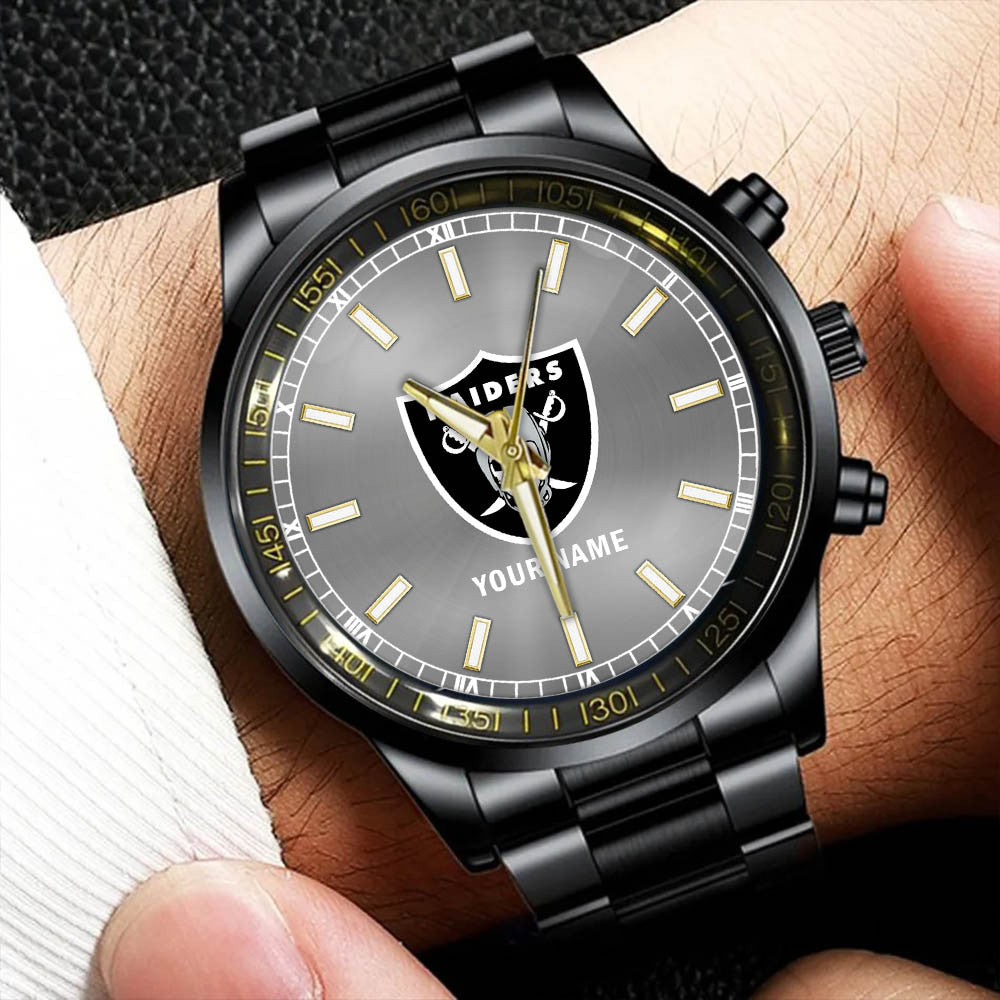 Las Vegas Raiders Black Fashion Watch Gifts For Sport Fans AZWATCH044
