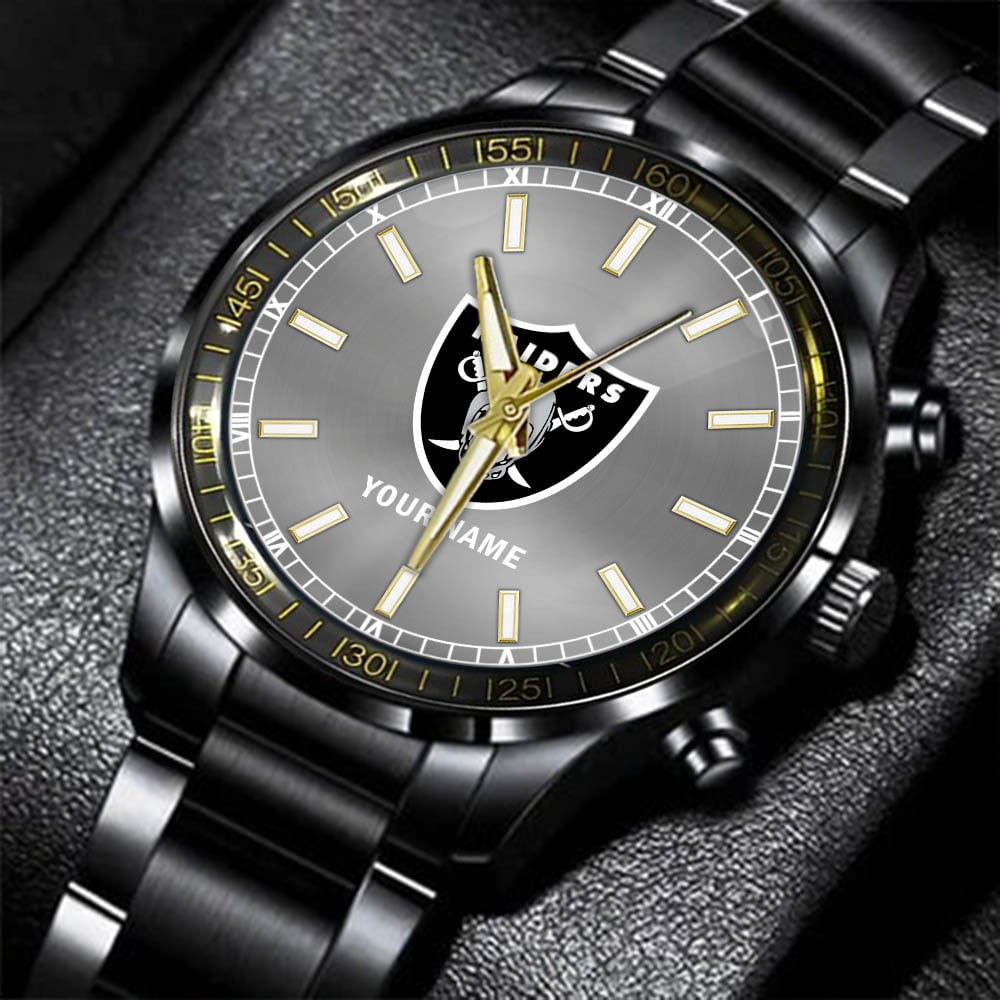 Las Vegas Raiders Black Fashion Watch Gifts For Sport Fans AZWATCH044
