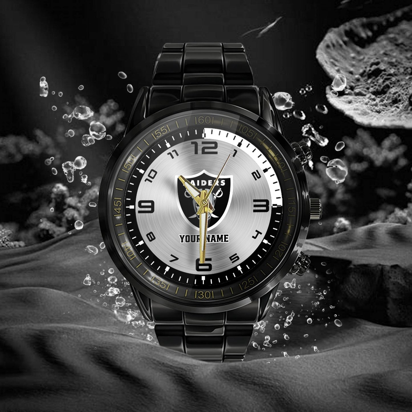 Las Vegas Raiders Black Fashion Watch Gifts For Sport Fans AZWATCH017