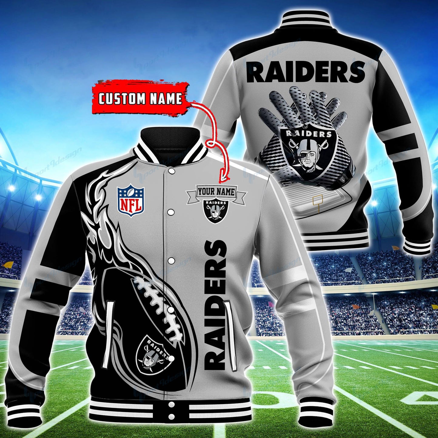 Las Vegas Raiders Personalized Baseball Jacket BG23