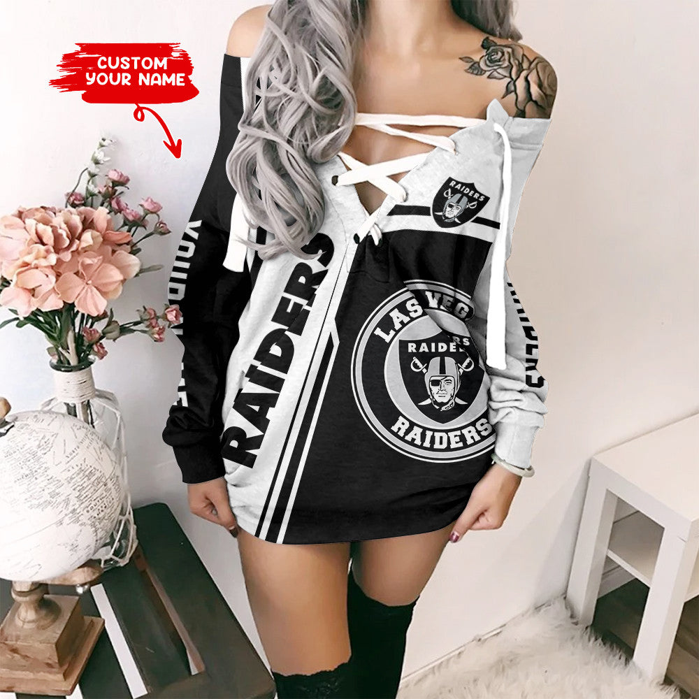 Las Vegas Raiders Personalized Lace-Up Sweatshirt BG18