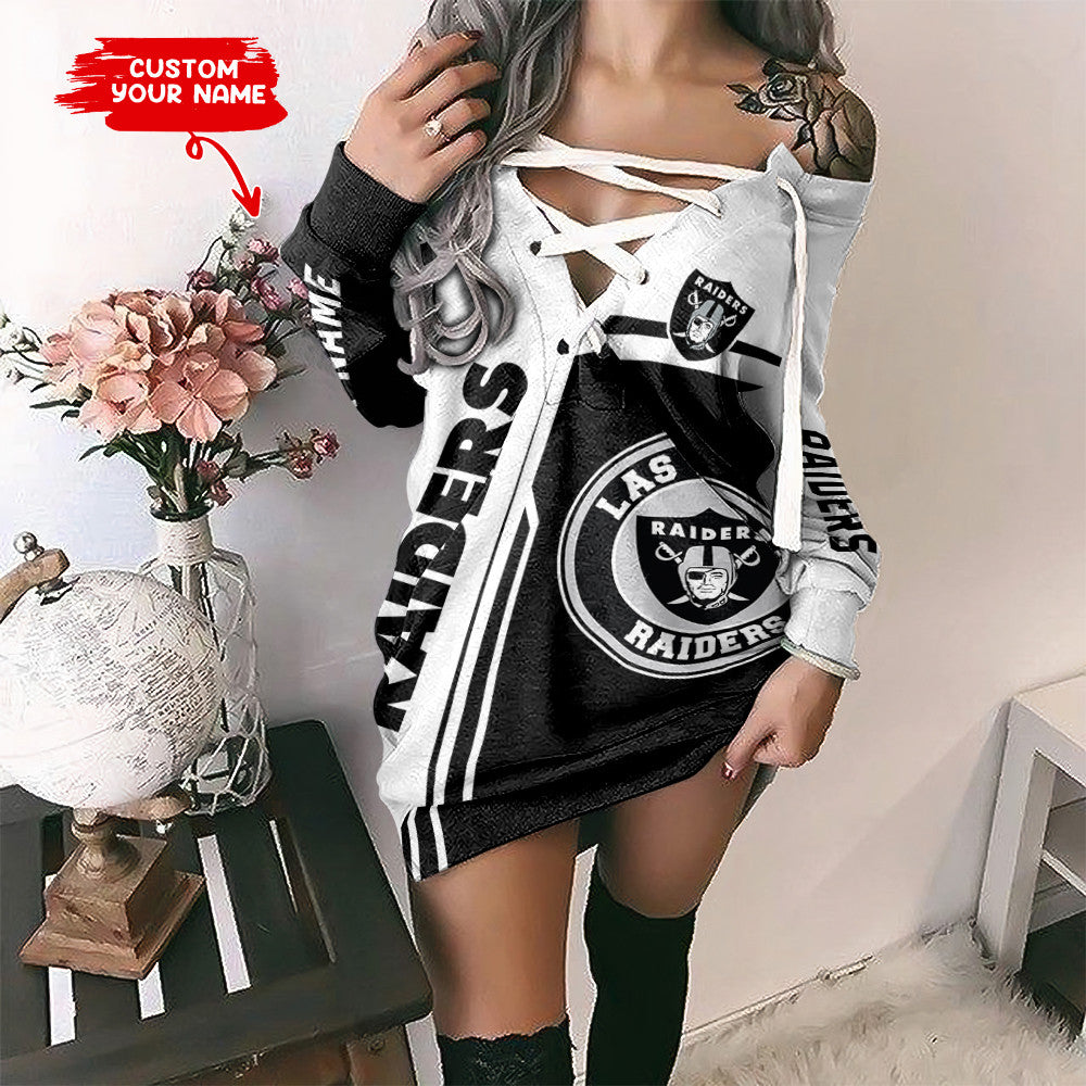 Las Vegas Raiders Personalized Lace-Up Sweatshirt BG18