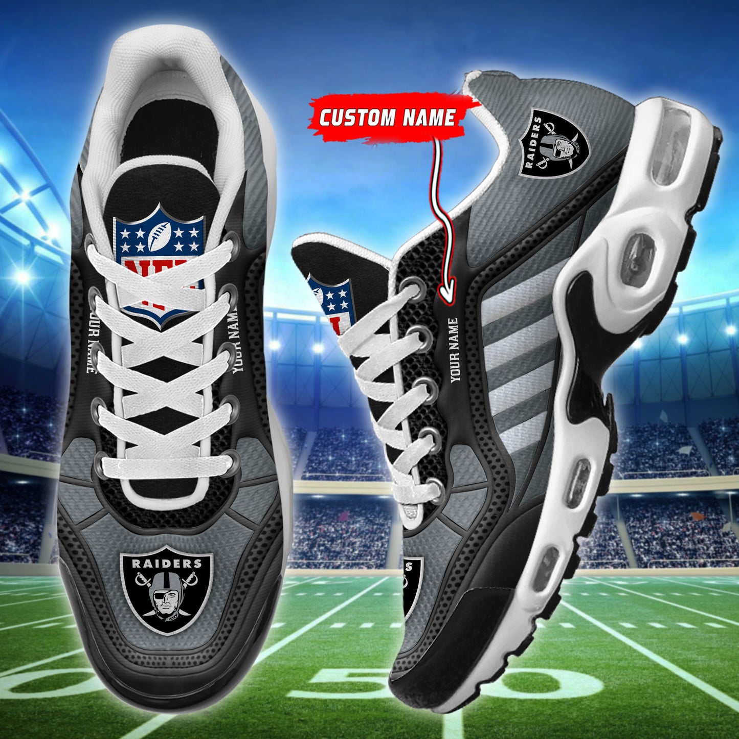Las Vegas Raiders Personalized Plus T-N Youth Sneakers BG151