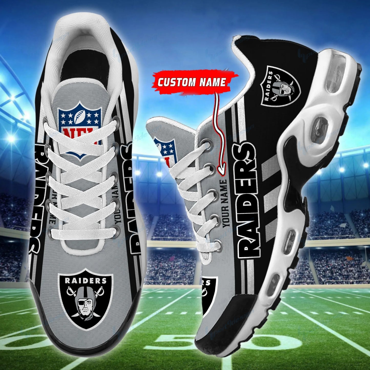 Las Vegas Raiders Personalized Plus T-N Youth Sneakers BG64