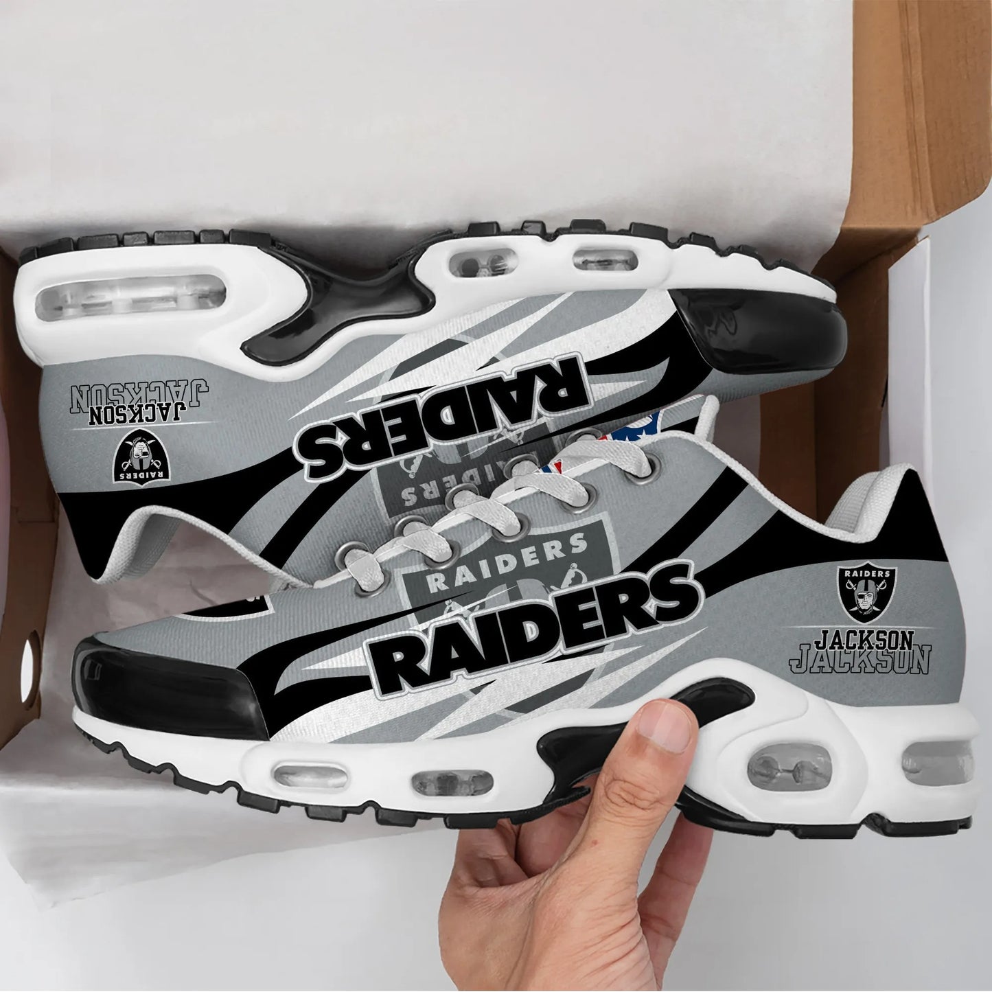 Las Vegas Raiders Personalized Plus T-N Youth Sneakers BG96