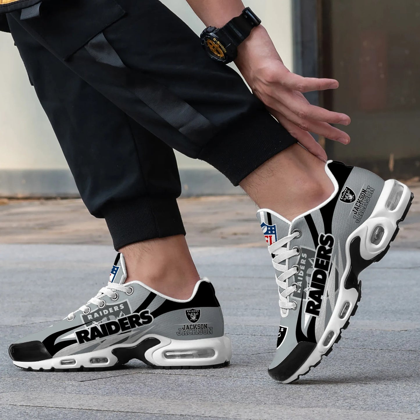Las Vegas Raiders Personalized Plus T-N Youth Sneakers BG96
