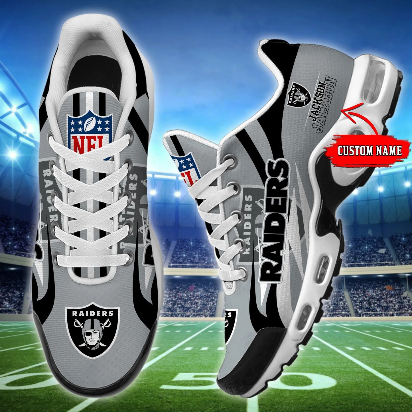 Las Vegas Raiders Personalized Plus T-N Youth Sneakers BG96
