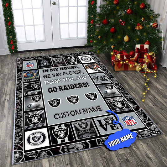 Las Vegas Raiders Personalized Premium Rectangle Rug 31