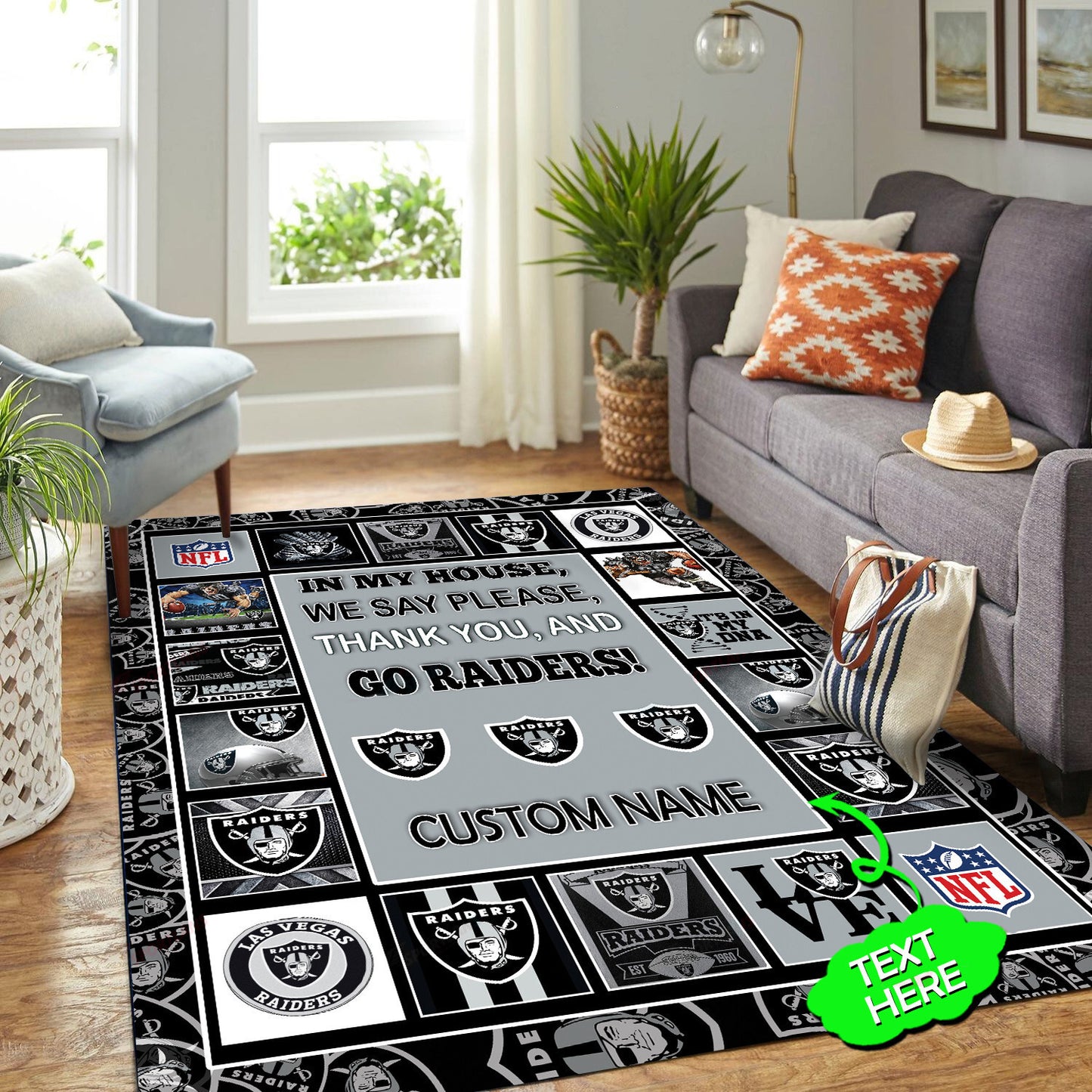 Las Vegas Raiders Personalized Premium Rectangle Rug 31