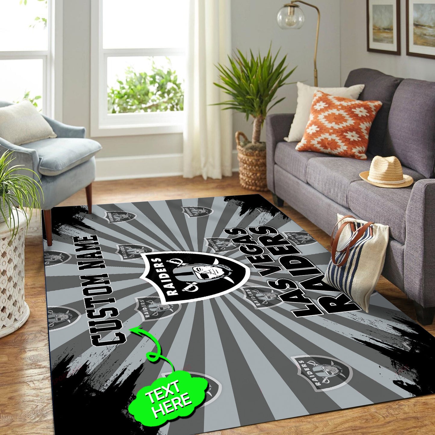 Las Vegas Raiders Personalized Premium Rectangle Rug 57