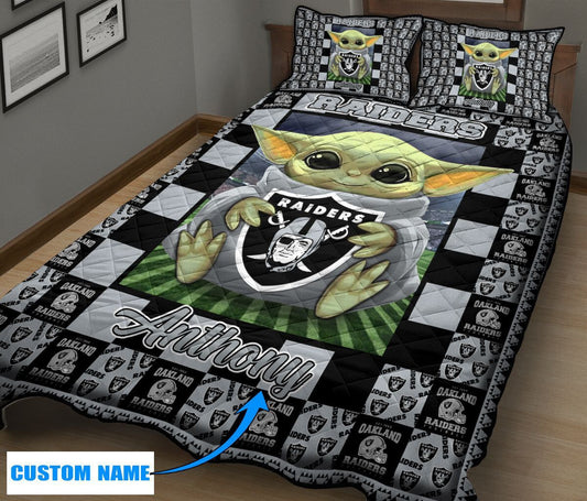 Las Vegas Raiders Personalized Quilt Set BG46