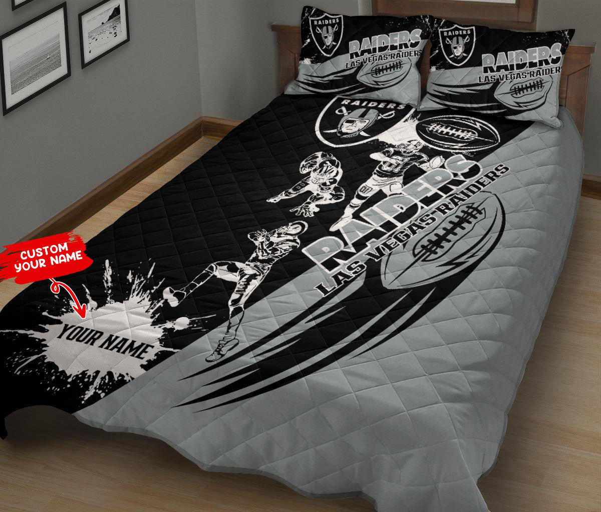Las Vegas Raiders Personalized Quilt Set BG68