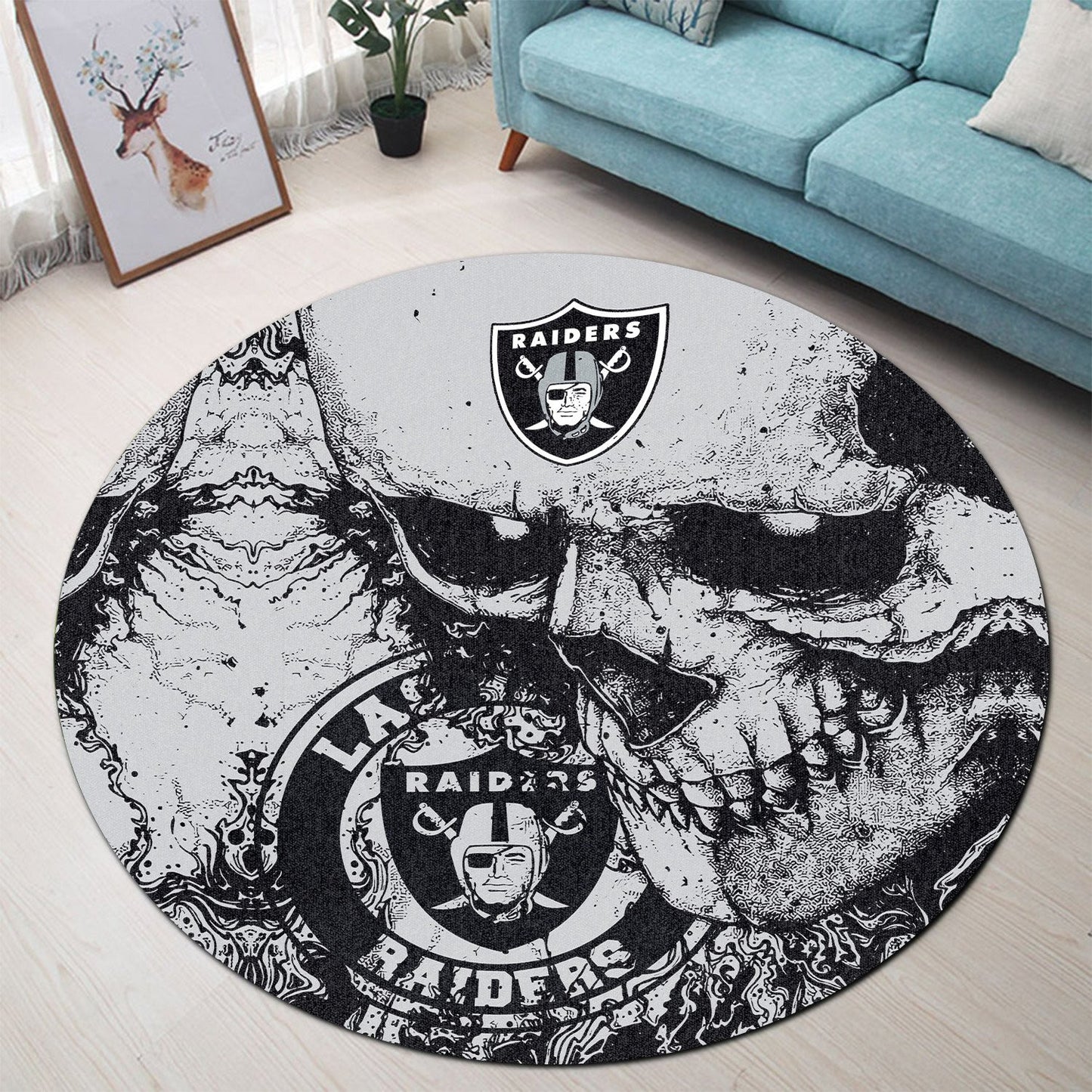 Las Vegas Raiders Round Rug 210