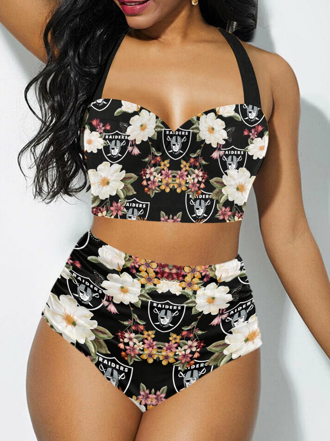 Las Vegas Raiders Sexy Print Bikini Swimsuit 82