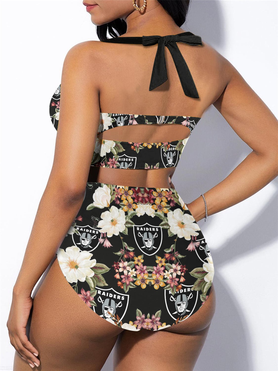 Las Vegas Raiders Sexy Print Bikini Swimsuit 82