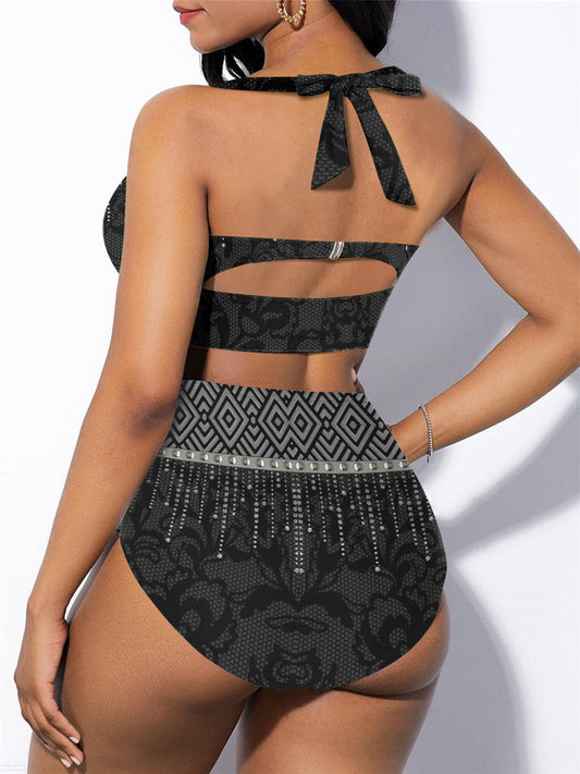 Las Vegas Raiders Sexy Print Bikini Swimsuit 85