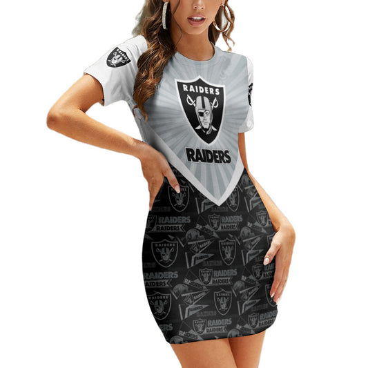 Las Vegas Raiders Short Sleeve Bodycon Mini Dress BG282