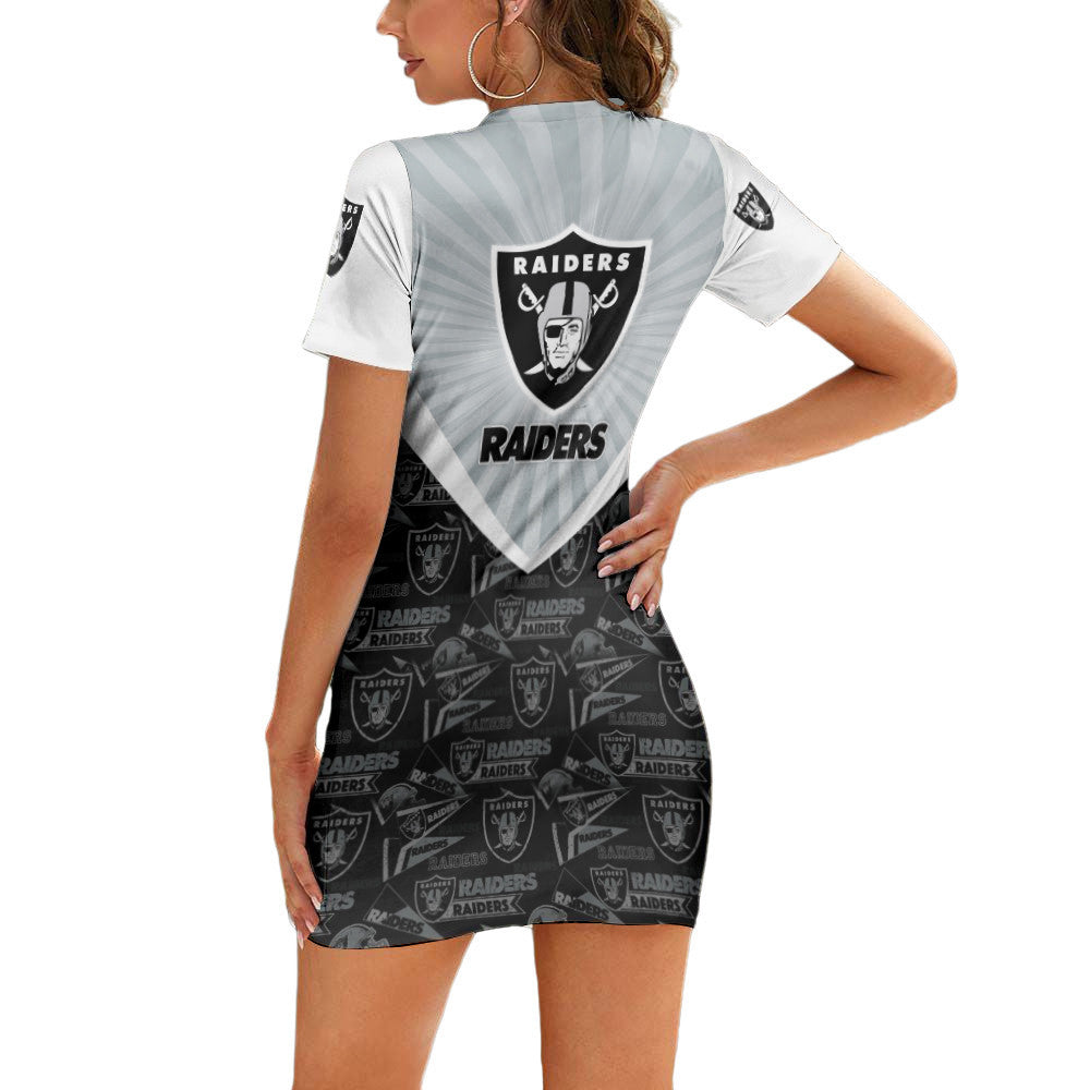 Las Vegas Raiders Short Sleeve Bodycon Mini Dress BG282