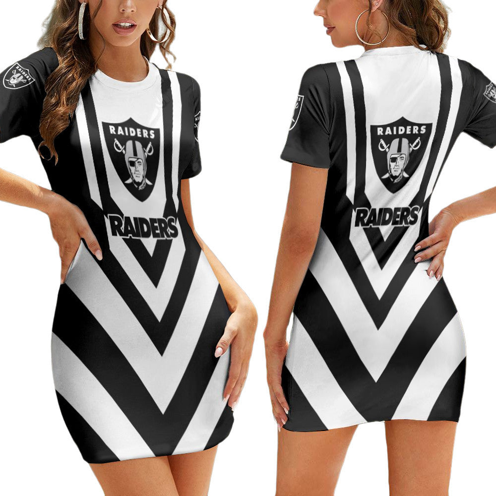 Las Vegas Raiders Short Sleeve Bodycon Mini Dress BG287