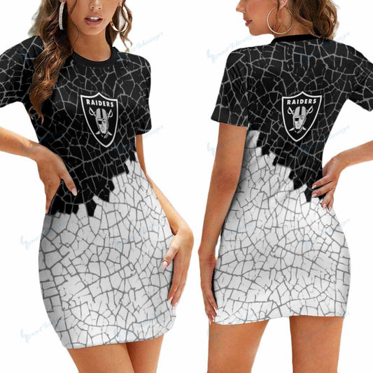 Las Vegas Raiders Short Sleeve Bodycon Mini Dress BG325