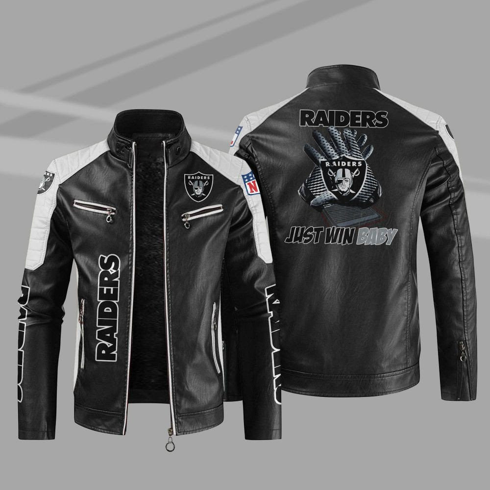 Las Vegas Raiders Stand Collar Leather Jacket BG09