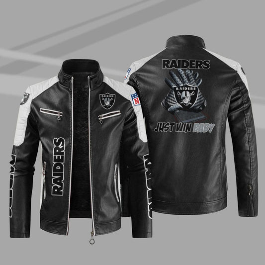 Las Vegas Raiders Stand Collar Leather Jacket BG09