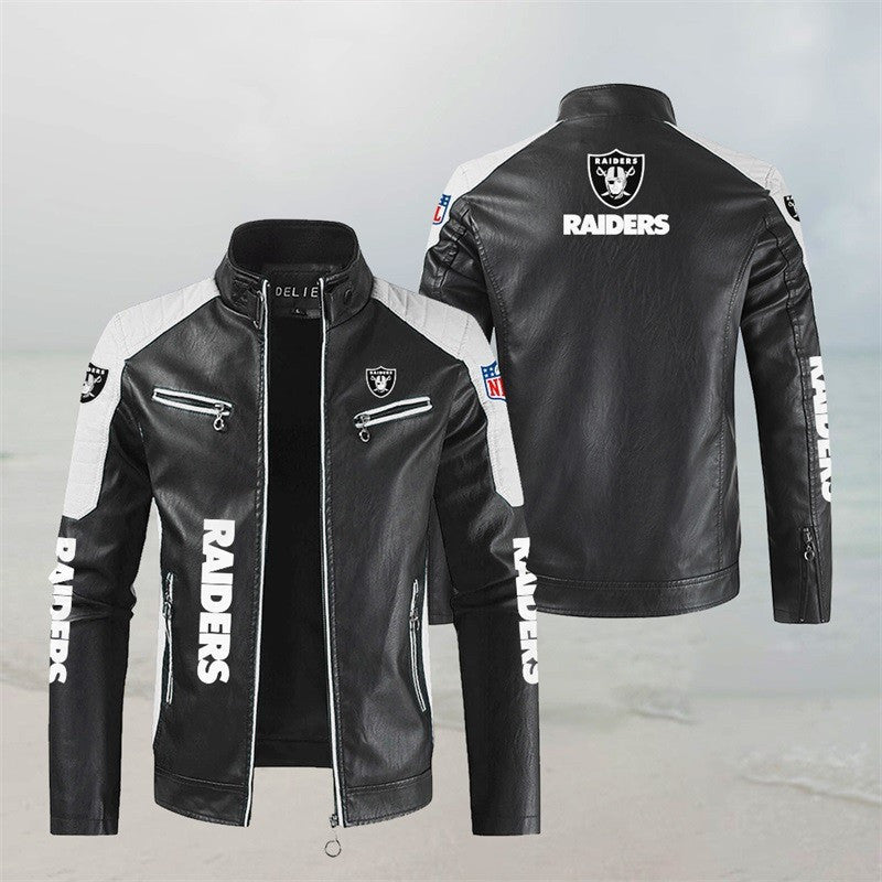 Las Vegas Raiders Stand Collar Leather Jacket BG27