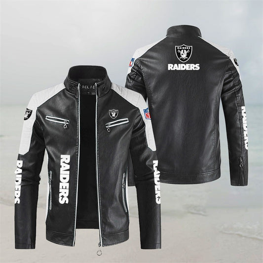 Las Vegas Raiders Stand Collar Leather Jacket BG27