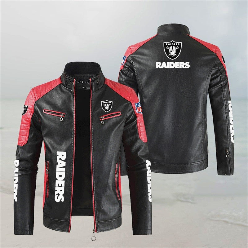 Las Vegas Raiders Stand Collar Leather Jacket BG27