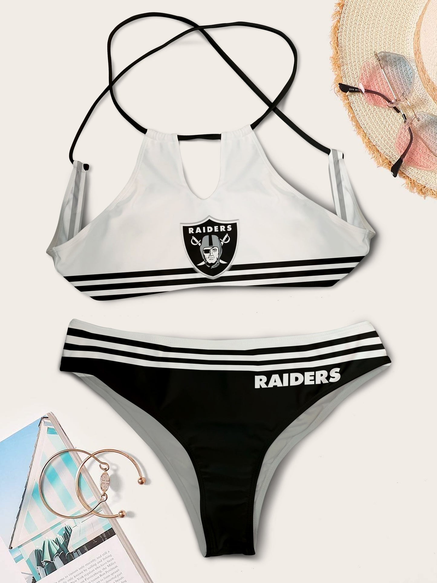 Las Vegas Raiders Women’s Cami Keyhole One-piece Swimsuit BG56