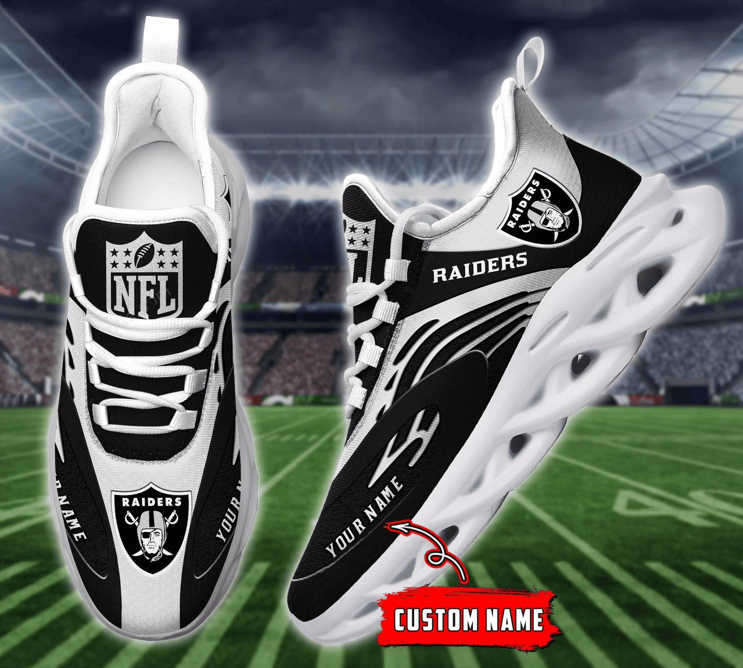 Las Vegas Raiders Yezy Running Sneakers 876