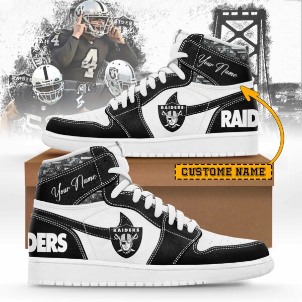 Las Vegas Raiders Limited Edition High AJ1 Shoes with Custom Name AZBTAJ1SEW000017