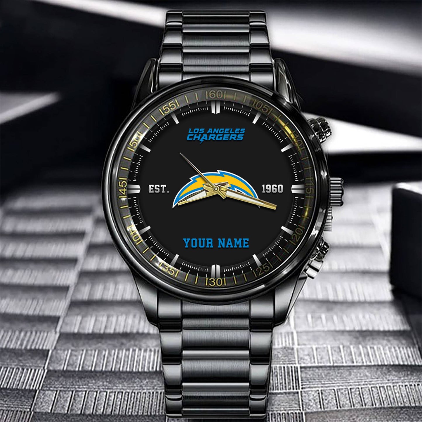 Los Angeles Chargers Black Fashion Watch Gifts For Sport Fans AZWATCH072