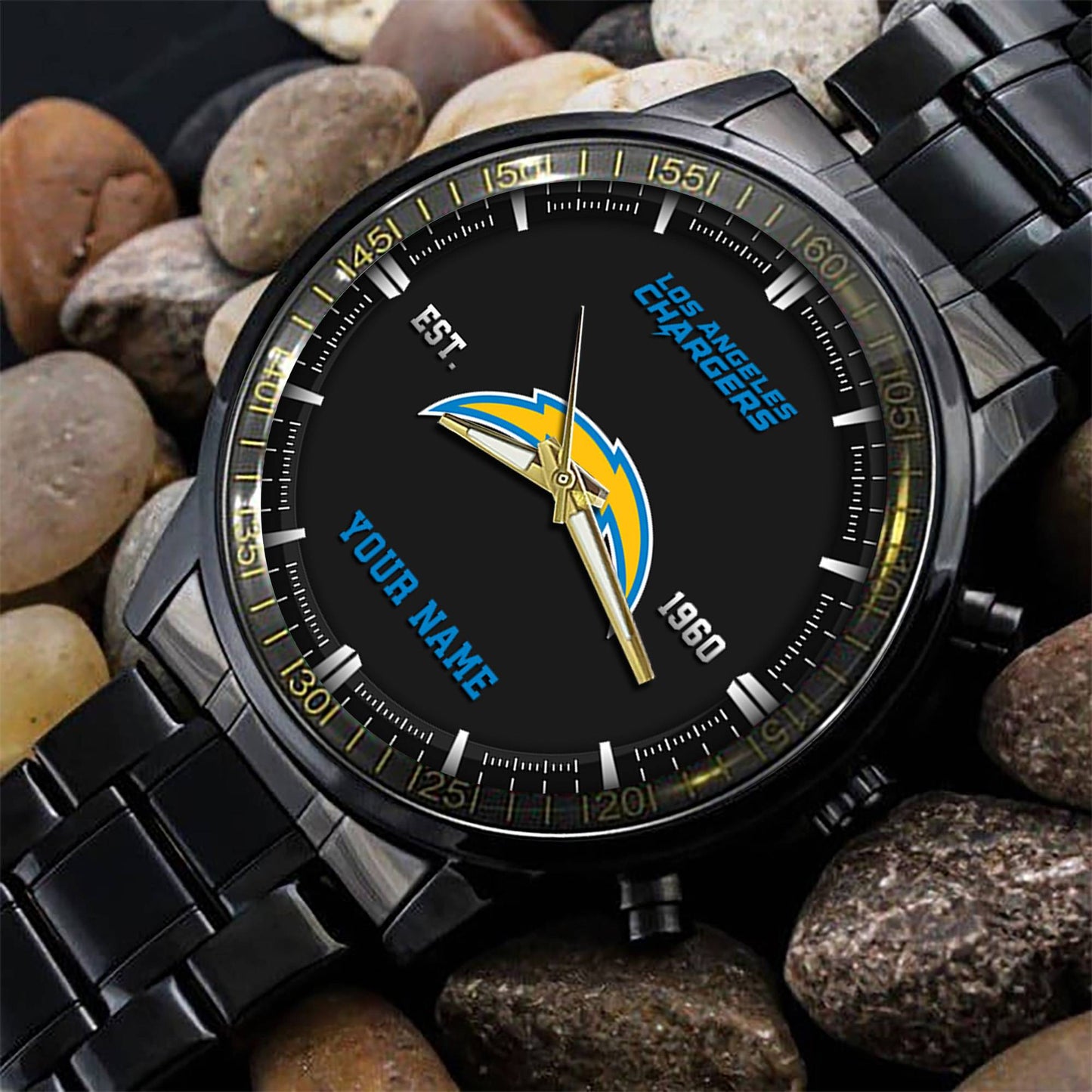 Los Angeles Chargers Black Fashion Watch Gifts For Sport Fans AZWATCH072